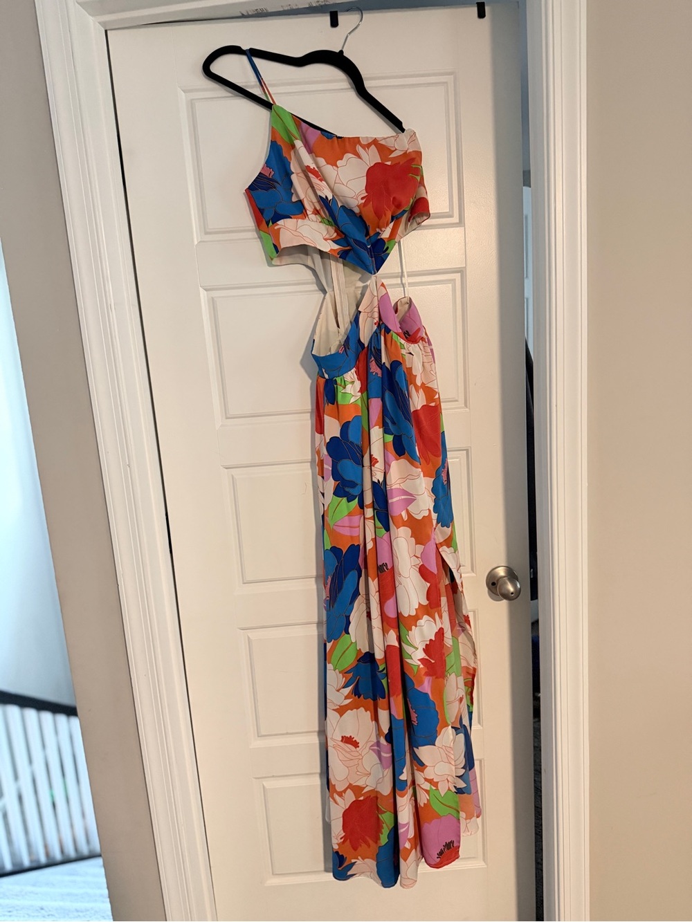 Fashion Nova Vibrant Floral Cutout Maxi Dress - Blue, Pink, Orange, Green